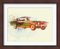 Framed Ford Mustang Watercolor