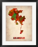 Framed Los Angeles Watercolor Map