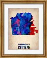 Framed San Francisco Watercolor Map