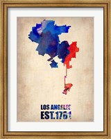 Framed Los Angeles Watercolor Map 1
