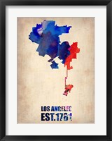 Framed Los Angeles Watercolor Map 1