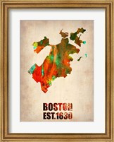 Framed Boston Watercolor Map
