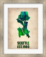 Framed Seattle Watercolor Map