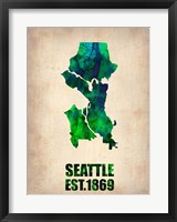 Framed Seattle Watercolor Map