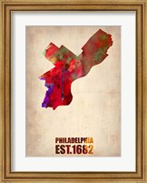 Framed Philadelphia Watercolor Map