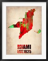 Framed Miami Watercolor Map