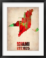 Framed Miami Watercolor Map