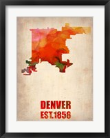 Framed Denver Watercolor Map