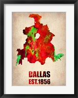 Framed Dallas Watercolor Map