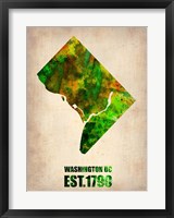 Framed Washington DC Watercolor Map