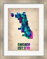 Framed Chicago Watercolor Map
