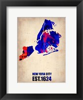 Framed New York City Watercolor Map 1