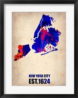 Framed New York City Watercolor Map 1