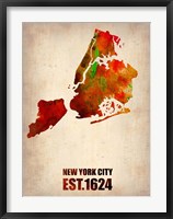 Framed New York City Watercolor Map 2