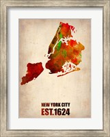 Framed New York City Watercolor Map 2