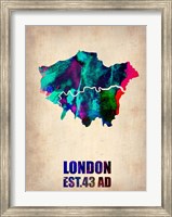 Framed London Watercolor Map 2