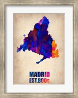 Framed Madrid Watercolor Map