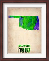 Framed Oklahoma Watercolor Map