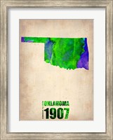 Framed Oklahoma Watercolor Map