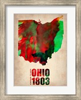 Framed Ohio Watercolor Map
