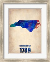 Framed North Carolina Watercolor Map