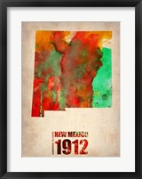 Framed New Mexico Watercolor Map