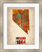 Framed Nevada Watercolor Map