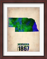 Framed Nebraska Watercolor Map
