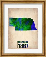 Framed Nebraska Watercolor Map