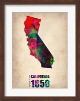 Framed California Watercolor Map