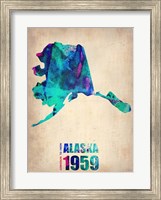 Framed Alaska Watercolor Map