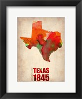 Framed Texas Watercolor Map