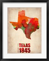 Framed Texas Watercolor Map