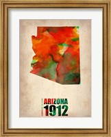 Framed Arizona Watercolor Map