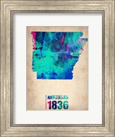 Framed Arkansas Watercolor Map