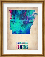 Framed Arkansas Watercolor Map