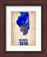 Framed Illinois Watercolor Map