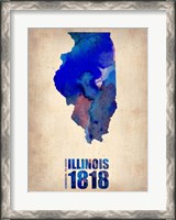 Framed Illinois Watercolor Map