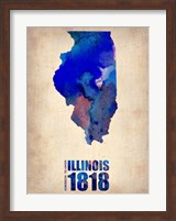 Framed Illinois Watercolor Map