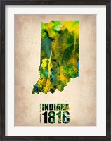 Framed Indiana Watercolor Map