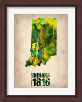 Framed Indiana Watercolor Map