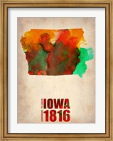 Framed Iowa Watercolor Map
