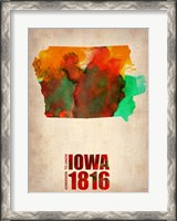 Framed Iowa Watercolor Map