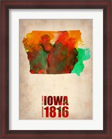 Framed Iowa Watercolor Map