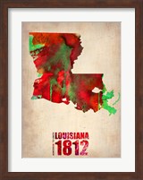 Framed Louisiana Watercolor Map