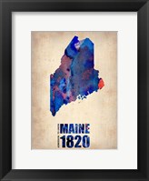 Framed Maine Watercolor Map