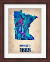 Framed Minnesota Watercolor Map