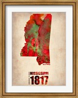 Framed Mississippi Watercolor Map