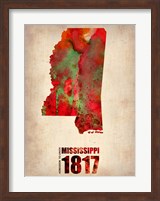 Framed Mississippi Watercolor Map