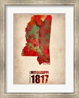 Framed Mississippi Watercolor Map